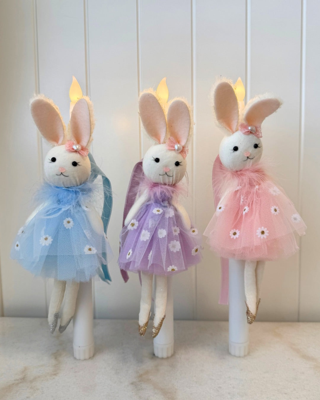 Flameless Easter Candles - Tulle Bunnies