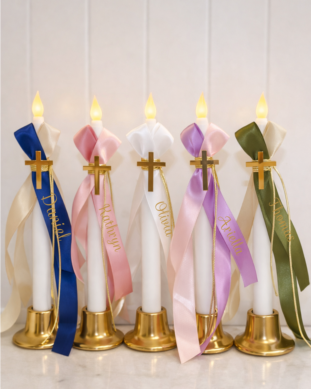 Flameless Easter Candles - Satin