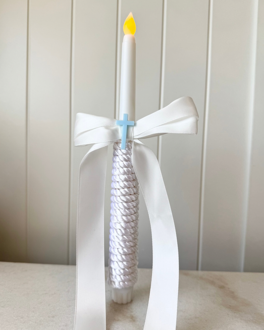 Flameless Easter Candle - Blue Cross