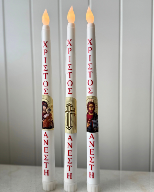 Flameless Easter Candle - Xristos Anesti Red